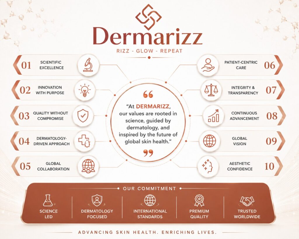 DERMARIZZ Core Values Graphic